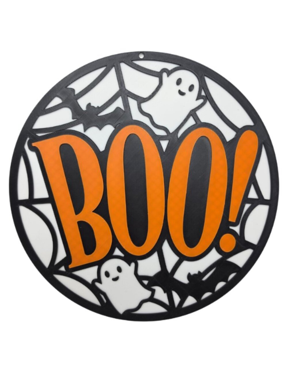 New Halloween Boo! 3D Printed 9" Round Wall Hanging Sign Ghosts Bats Party Decor